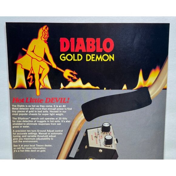 Tesoro Diablo Gold Demon Print Ad Vintage 80s Metal Detecting Glendale AZ - Picture 4 of 6